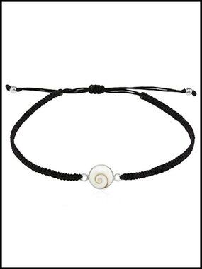 Sterling Silver Shiva Shell Cotton Rope Adjustable Pull Bracelet